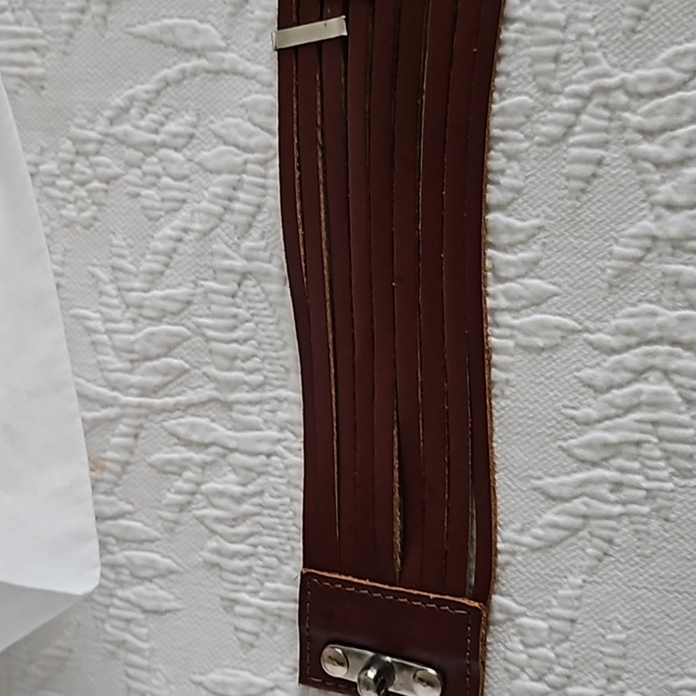 FREE PEOPLE Brown leather boho belt with Silvertone hardware - Picture 6 of 8